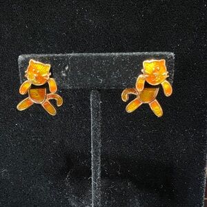 Edgar Berebi vintage Orange and yellow enamel cat earrings